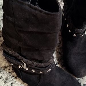 Toddler Girls Sz 8 Black Boots with Star Detail
